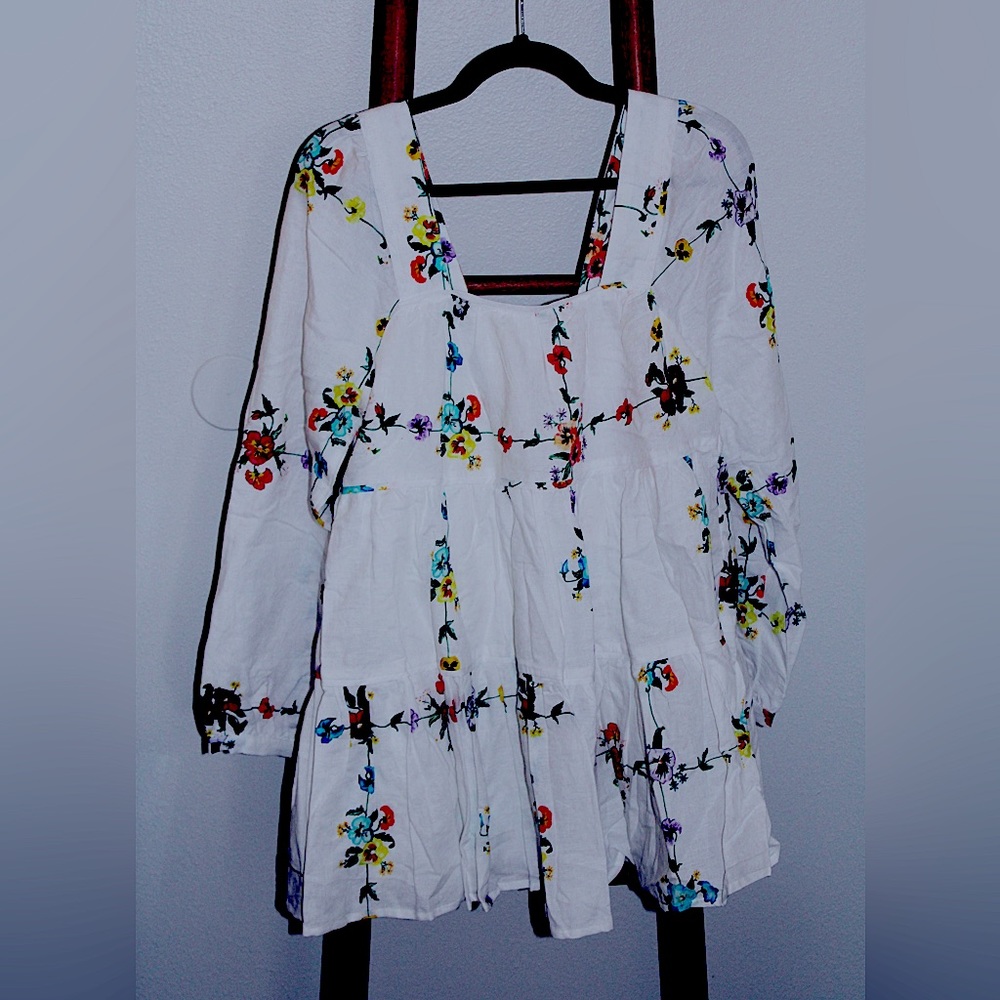 White, Short, Floral, Spring Dress